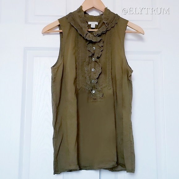 J. Crew ruffle sleeveless BETTINA CAMI shirt - Picture 3 of 5